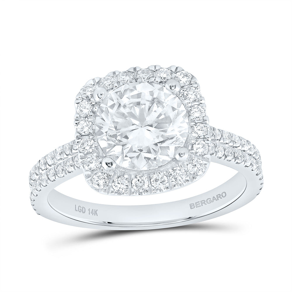 14K Yellow Or White Gold 2 5/8 Cttw Lab Grown Diamond 2 Cttw Center Round Cushion Engagement Ring