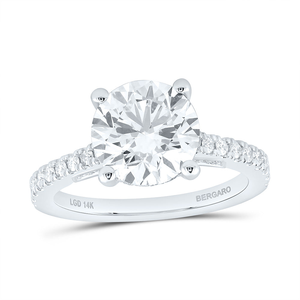 14K Yellow Or White Gold 3 1/2 Cttw Lab Grown Diamond 3 Cttw Center Round Engagement Ring