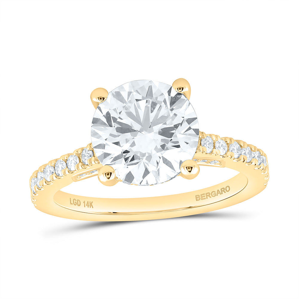 14K Yellow Or White Gold 3 1/2 Cttw Lab Grown Diamond 3 Cttw Center Round Engagement Ring