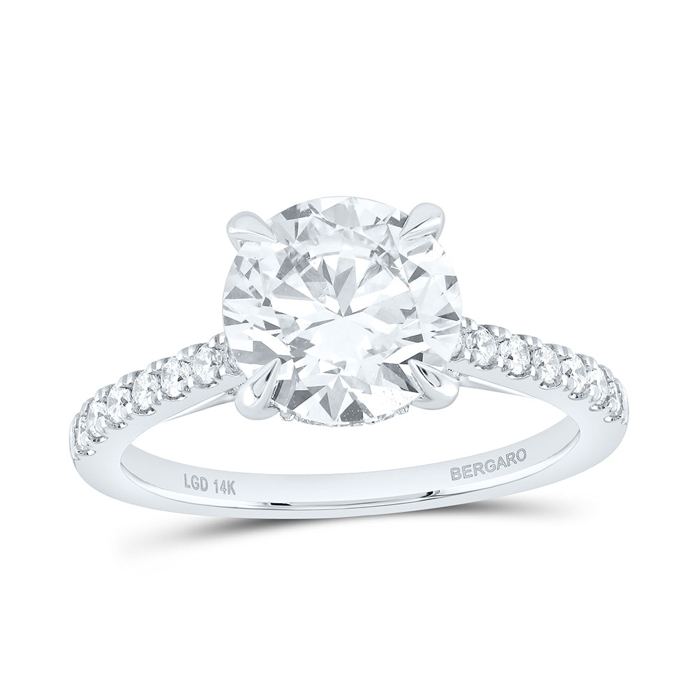 14K Yellow Or White Gold 3 1/2 Cttw Lab Grown Diamond 3 Cttw Center Round Engagement Ring
