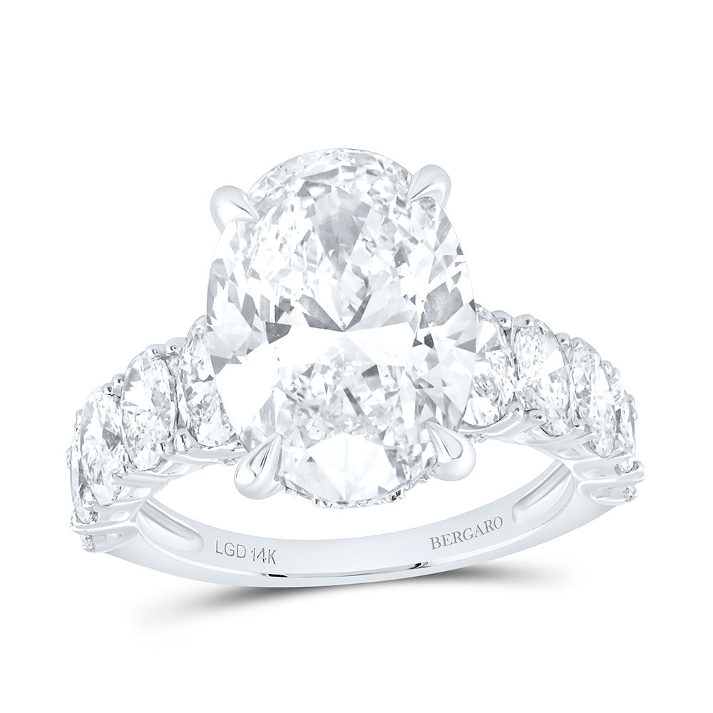 14K Yellow Or White Gold 8 3/8 Cttw Lab Grown Diamond 6 Cttw Center Oval Engagement Ring