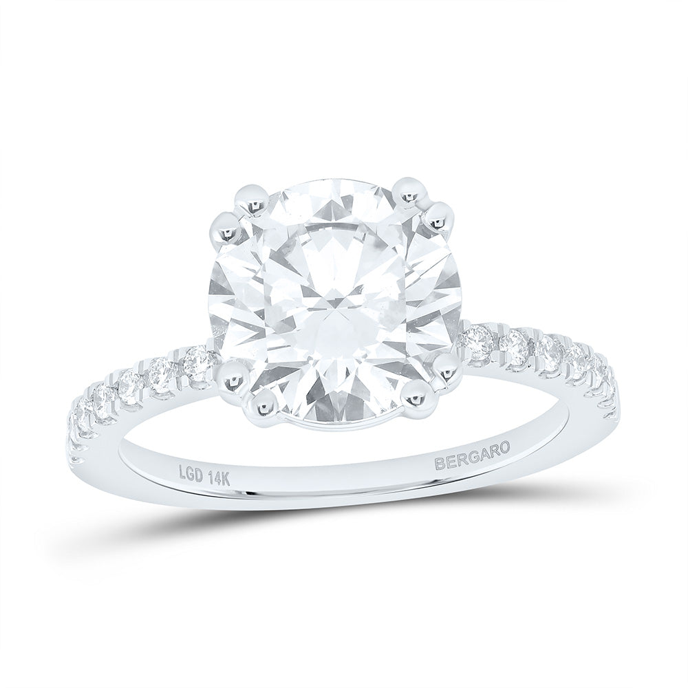 14K Yellow Or White Gold 3 1/3 Cttw Lab Grown Diamond 3 Cttw Center Round Engagement Ring