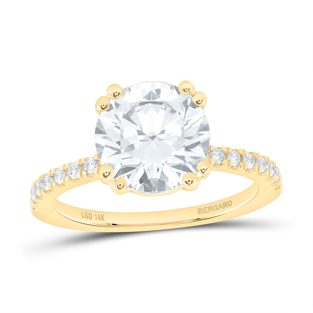 14K Yellow Or White Gold 3 1/3 Cttw Lab Grown Diamond 3 Cttw Center Round Engagement Ring