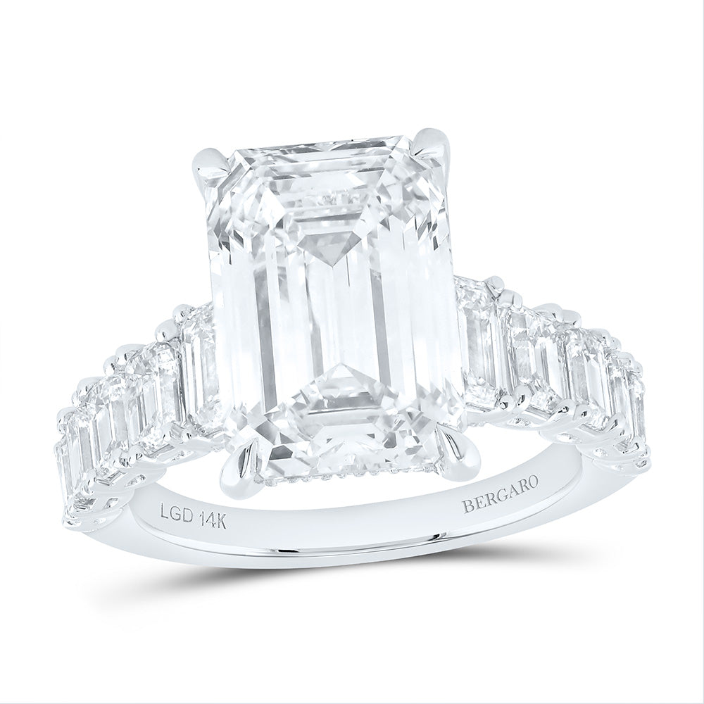 14K Yellow Or White Gold 8 1/4 Cttw Lab Grown Diamond 6 Cttw Center Emerald Engagement Ring