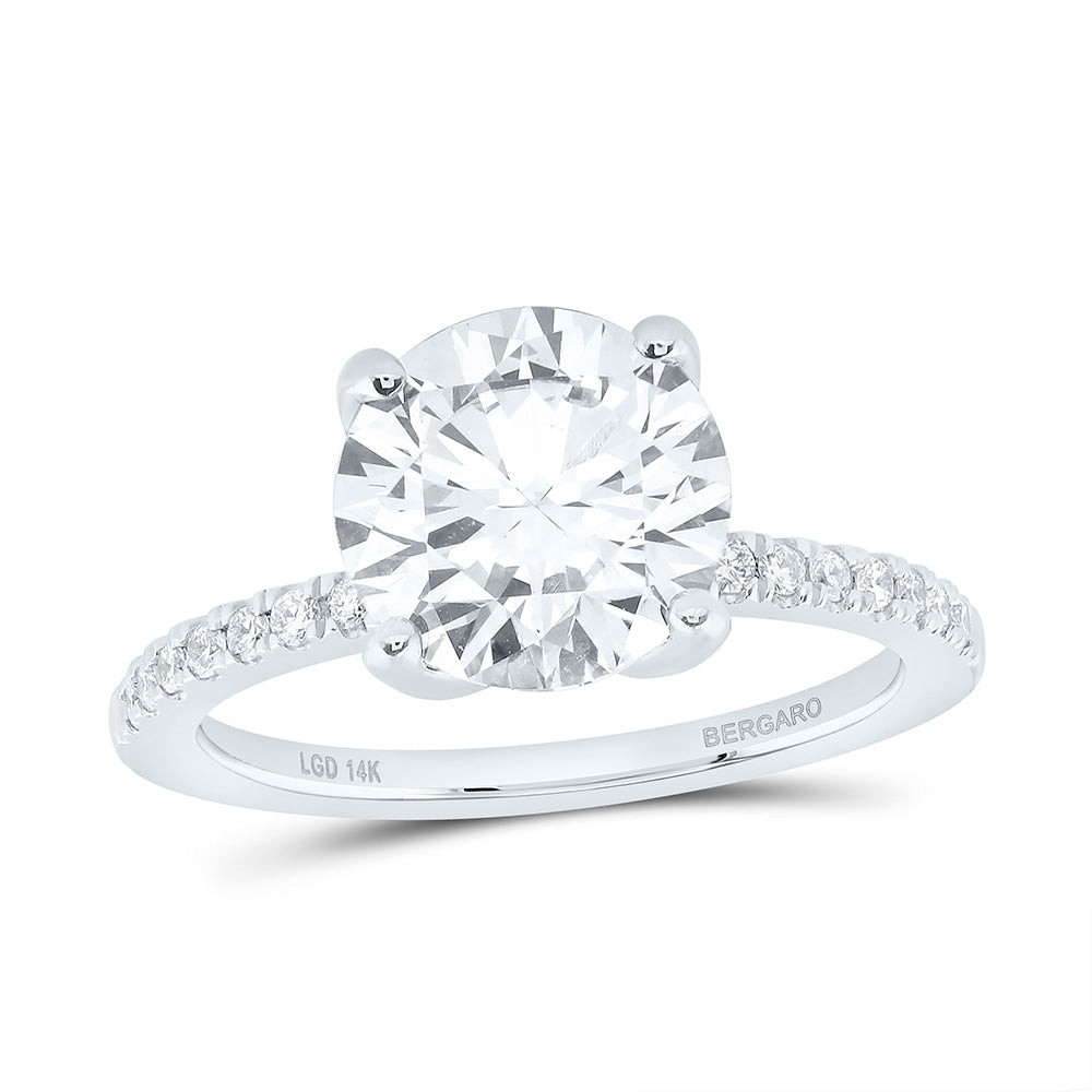 14K Yellow Or White Gold 3 1/4 Cttw Lab Grown Diamond 3 Cttw Center Round Engagement Ring