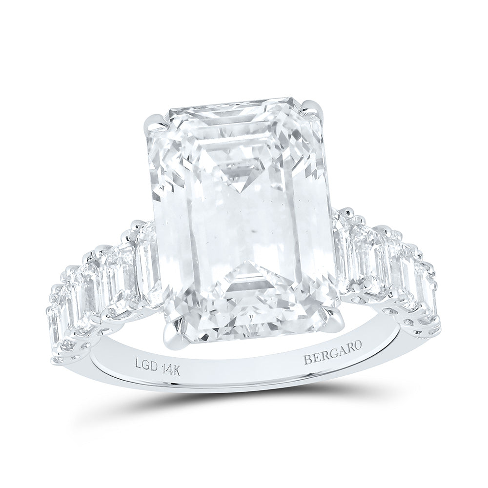 14K Yellow Or White Gold 10 1/3 Cttw Lab Grown Diamond 8 Cttw Center Emerald Engagement Ring