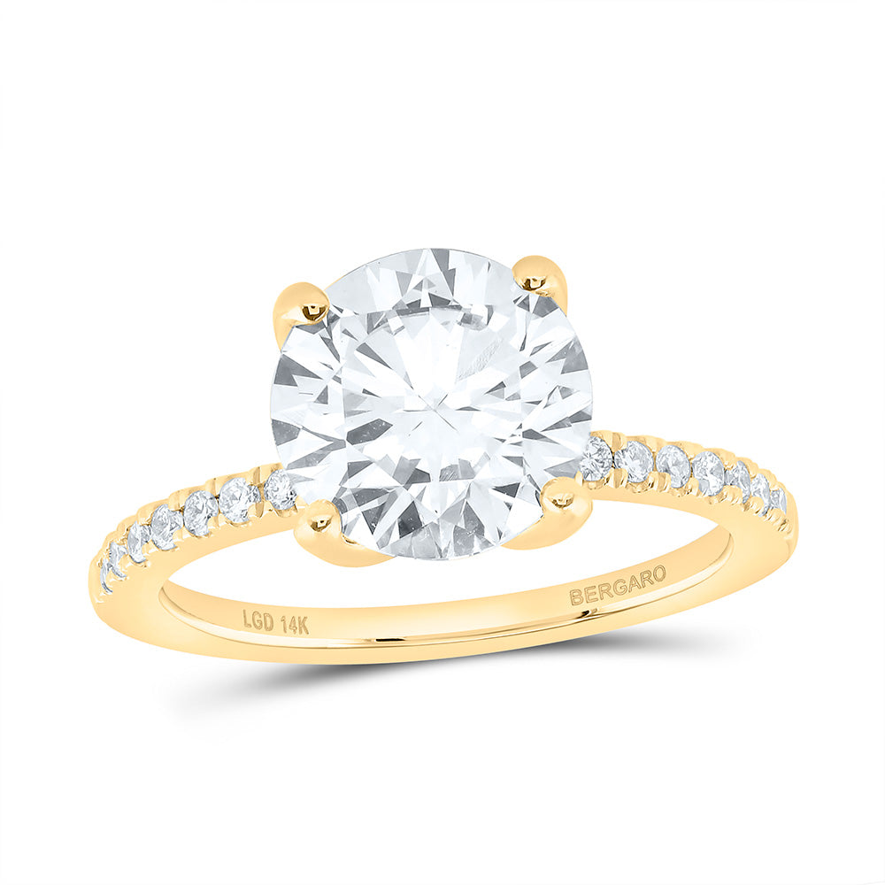 14K Yellow Or White Gold 3 1/4 Cttw Lab Grown Diamond 3 Cttw Center Round Engagement Ring