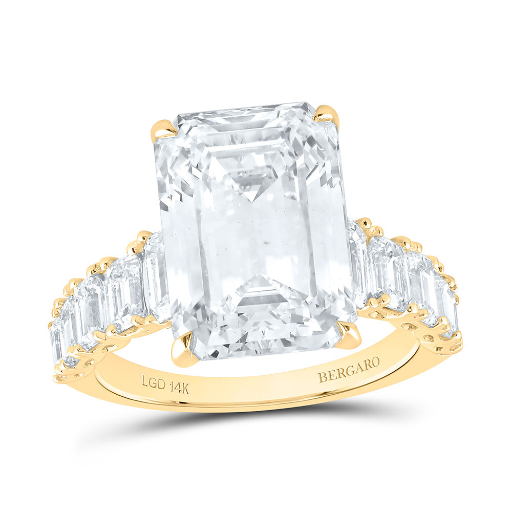 14K Yellow Or White Gold 10 1/3 Cttw Lab Grown Diamond 8 Cttw Center Emerald Engagement Ring