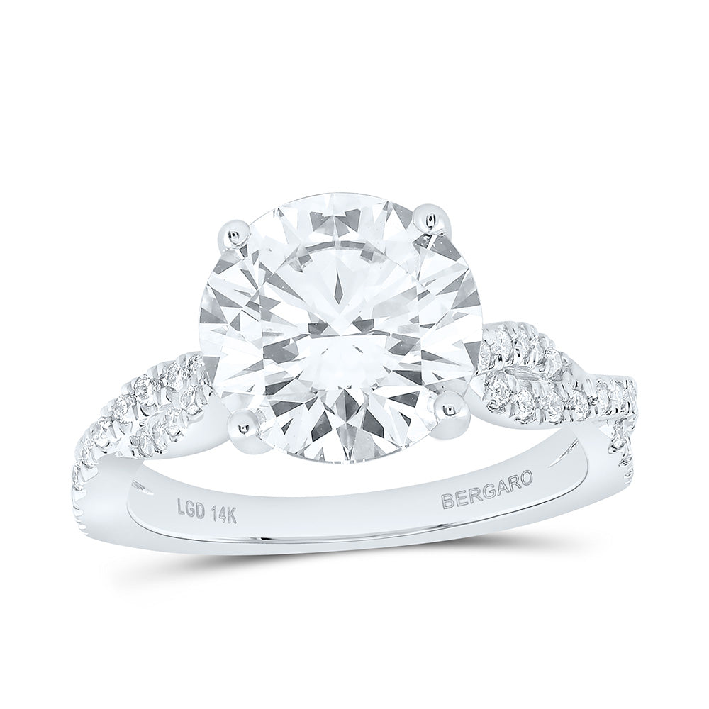 14K Yellow Or White Gold 4 1/3 Cttw Lab Grown Diamond 4 Cttw Center Round Engagement Ring