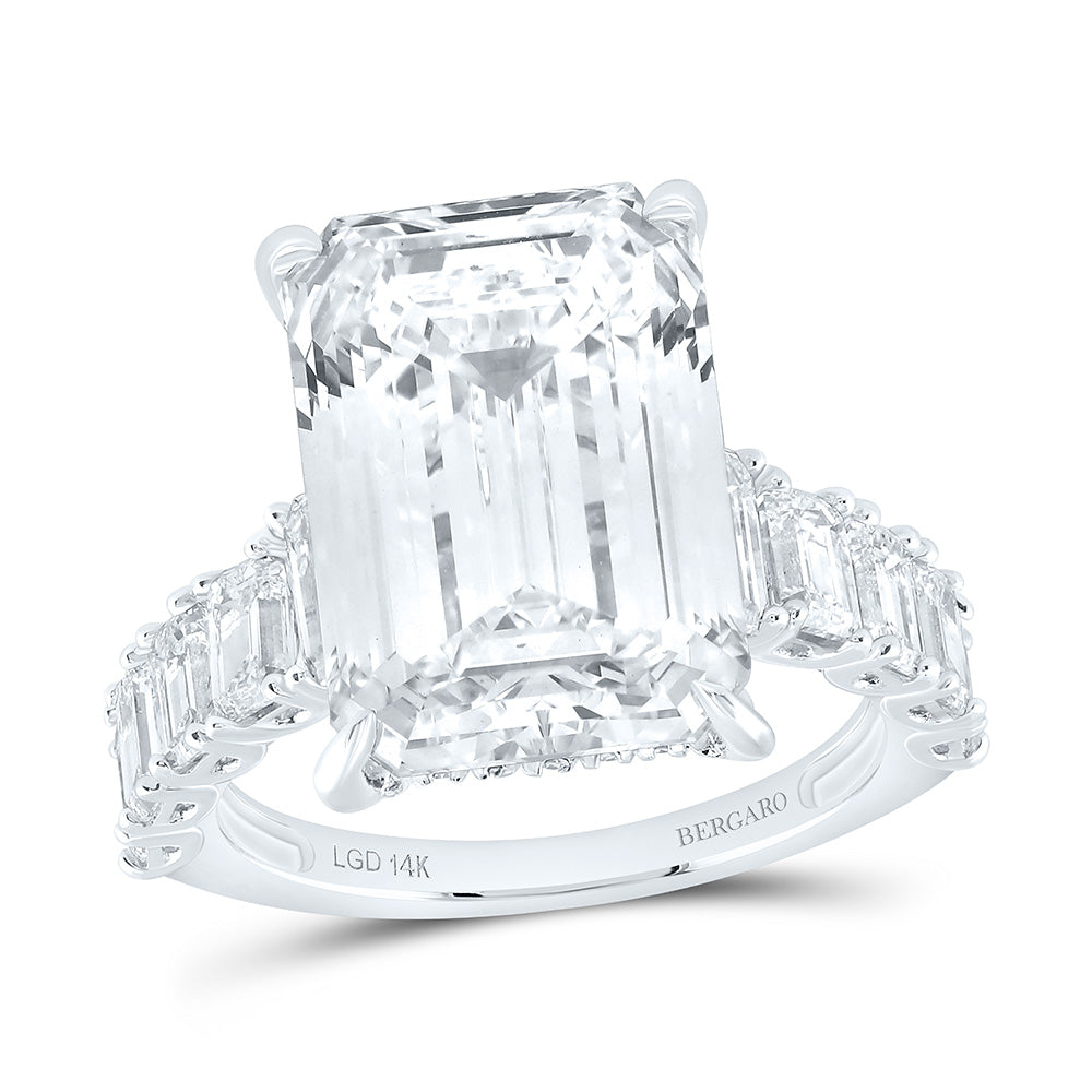 14K Yellow Or White Gold 12 1/3 Cttw Lab Grown Diamond 10 Cttw Center Emerald Engagement Ring