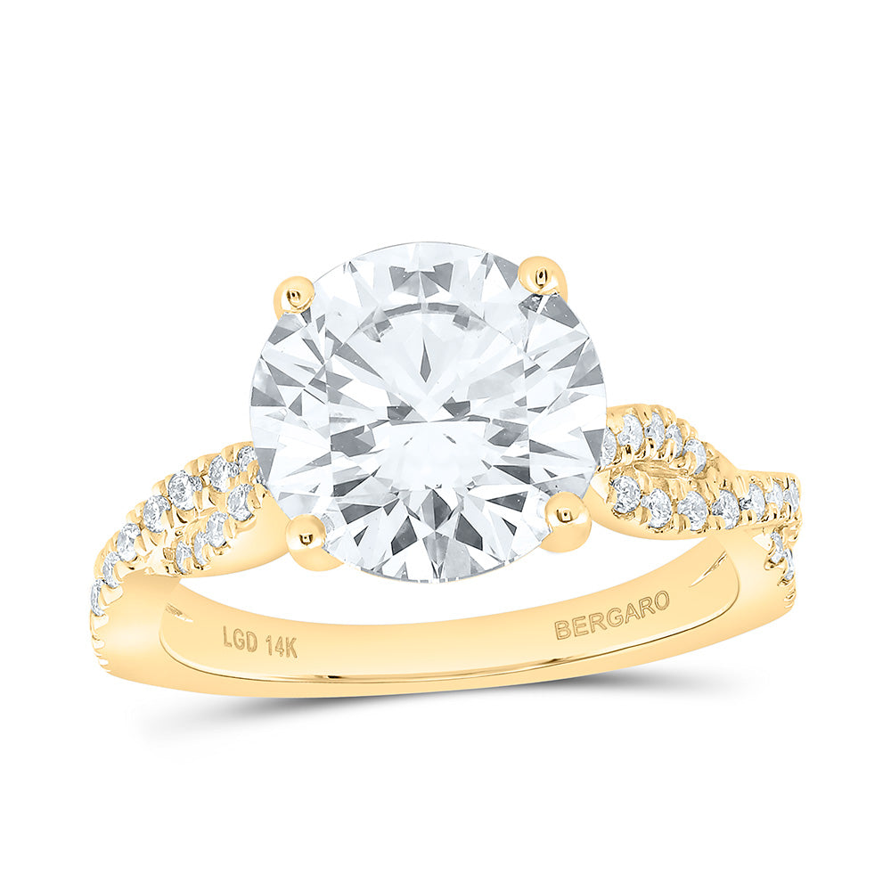 14K Yellow Or White Gold 4 1/3 Cttw Lab Grown Diamond 4 Cttw Center Round Engagement Ring