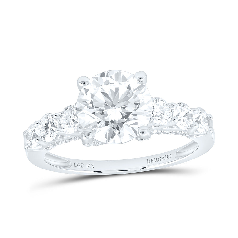 14K Yellow Or White Gold 3 Cttw Lab Grown Diamond 2 Cttw Center Round Engagement Ring