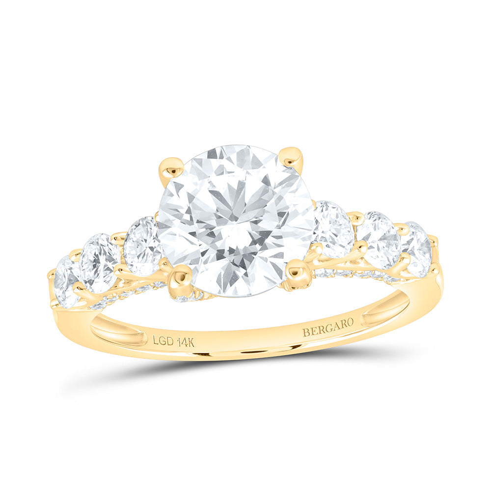 14K Yellow Or White Gold 3 Cttw Lab Grown Diamond 2 Cttw Center Round Engagement Ring