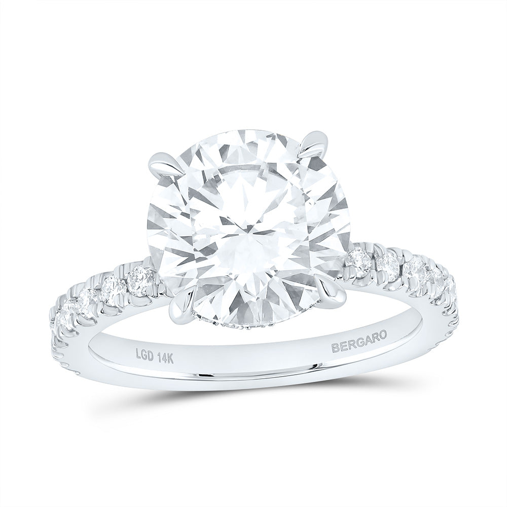 14K Yellow Or White Gold 4 1/2 Cttw Lab Grown Diamond 4 Cttw Center Round Engagement Ring