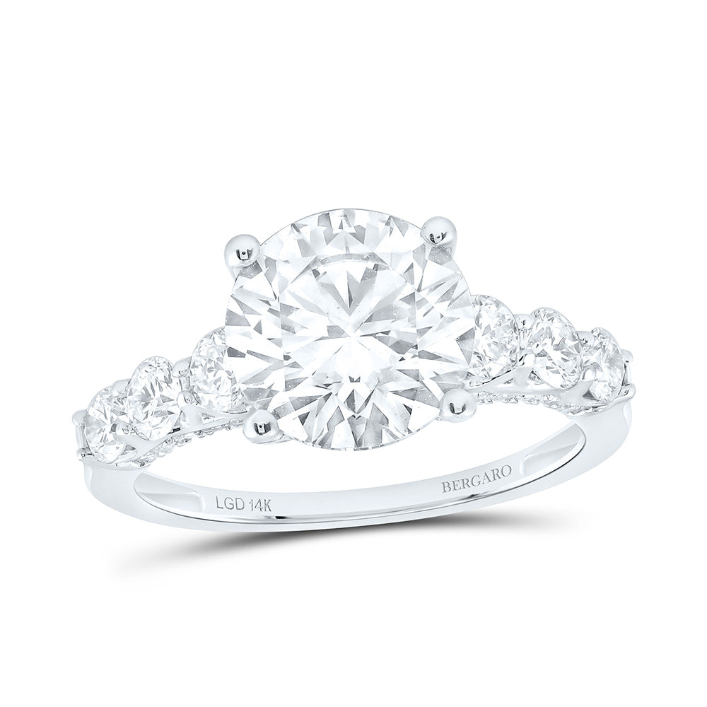 14K Yellow Or White Gold 4 Cttw Lab Grown Diamond 3 Cttw Center Round Engagement Ring