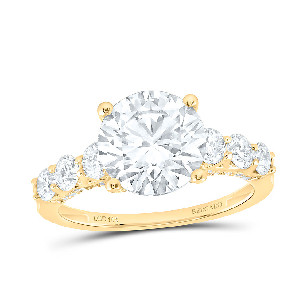 14K Yellow Or White Gold 4 Cttw Lab Grown Diamond 3 Cttw Center Round Engagement Ring