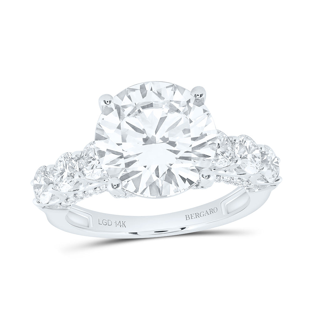 14K Yellow Or White Gold 6 5/8 Cttw Lab Grown Diamond 5 Cttw Center Round Engagement Ring