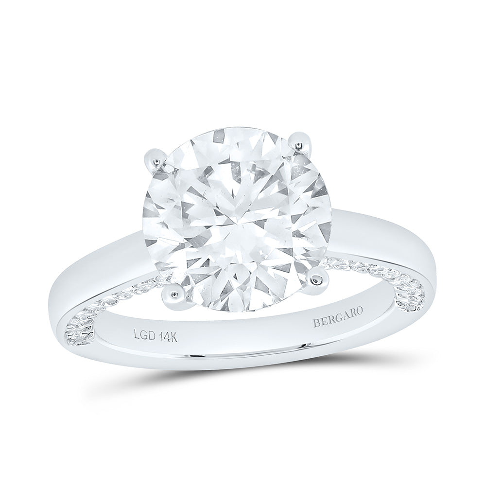 14K Yellow Or White Gold 4 1/2 Cttw Lab Grown Diamond 4 Cttw Center Round Engagement Ring