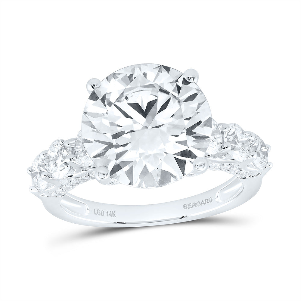 14K Yellow Or White Gold 7 1/2 Cttw Lab Grown Diamond 6 Cttw Center Round Engagement Ring