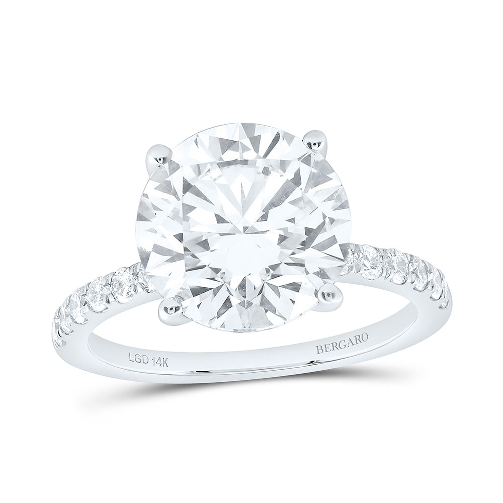 14K Yellow Or White Gold 5 1/2 Cttw Lab Grown Diamond 5 Cttw Center Round Engagement Ring