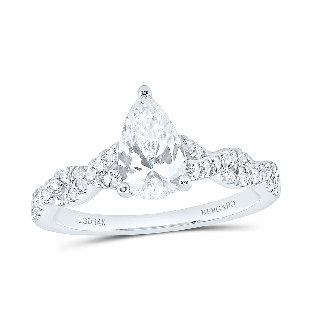 14K Yellow Or White Gold 1 1/3 Cttw Lab Grown Diamond 1 Cttw Center Pear Engagement Ring