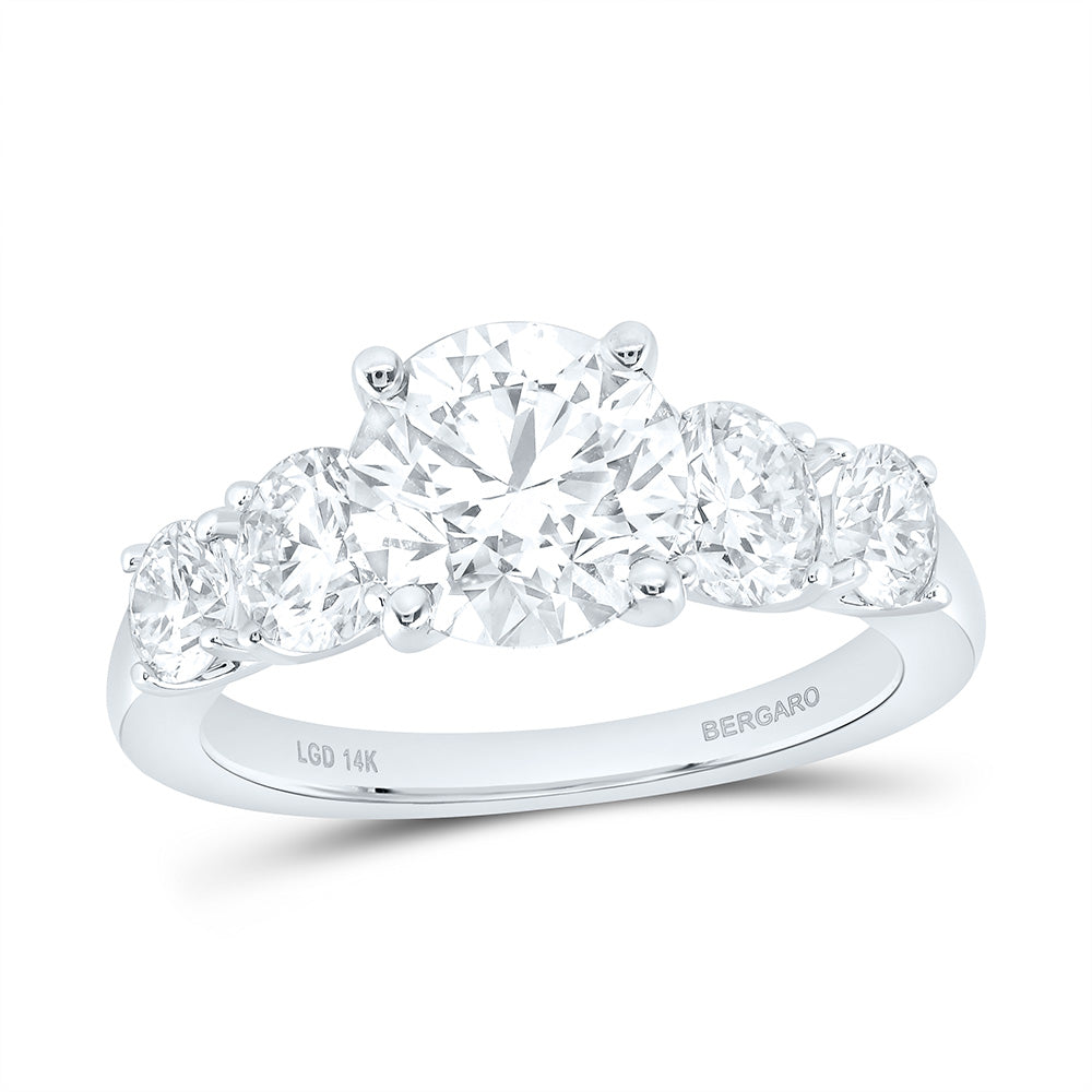 14K Yellow Or White Gold 3 1/2 Cttw Lab Grown Diamond 2 Cttw Center Round Engagement Ring