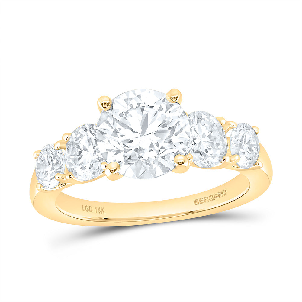14K Yellow Or White Gold 3 1/2 Cttw Lab Grown Diamond 2 Cttw Center Round Engagement Ring