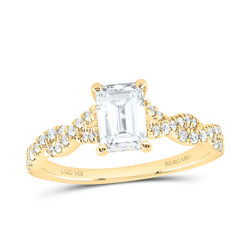 14K Yellow Or White Gold 1 3/8 Cttw Lab Grown Diamond 1 Cttw Center Emerald Engagement Ring