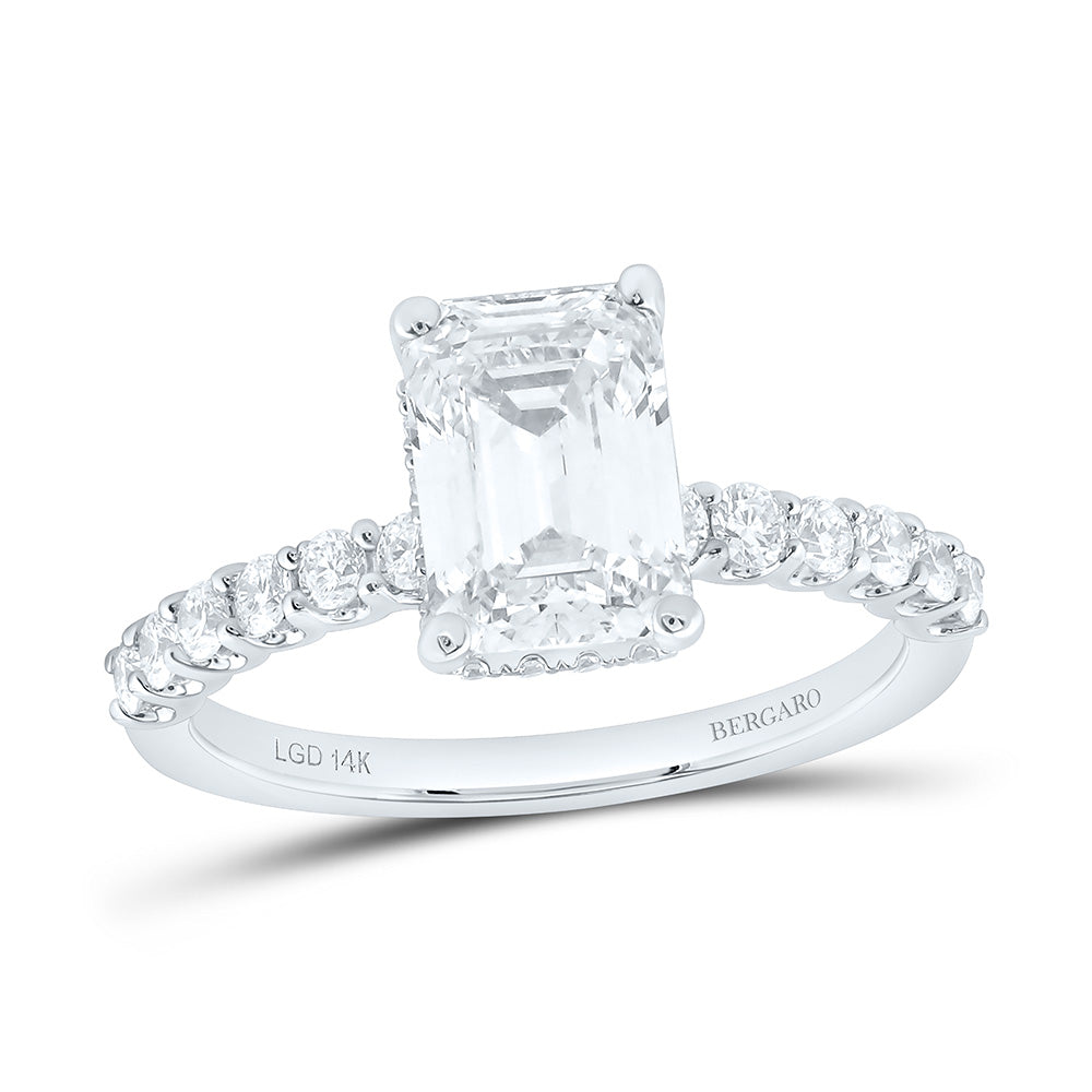 14K Yellow Or White Gold 2 1/2 Cttw Lab Grown Diamond 2 Cttw Center Emerald Engagement Ring