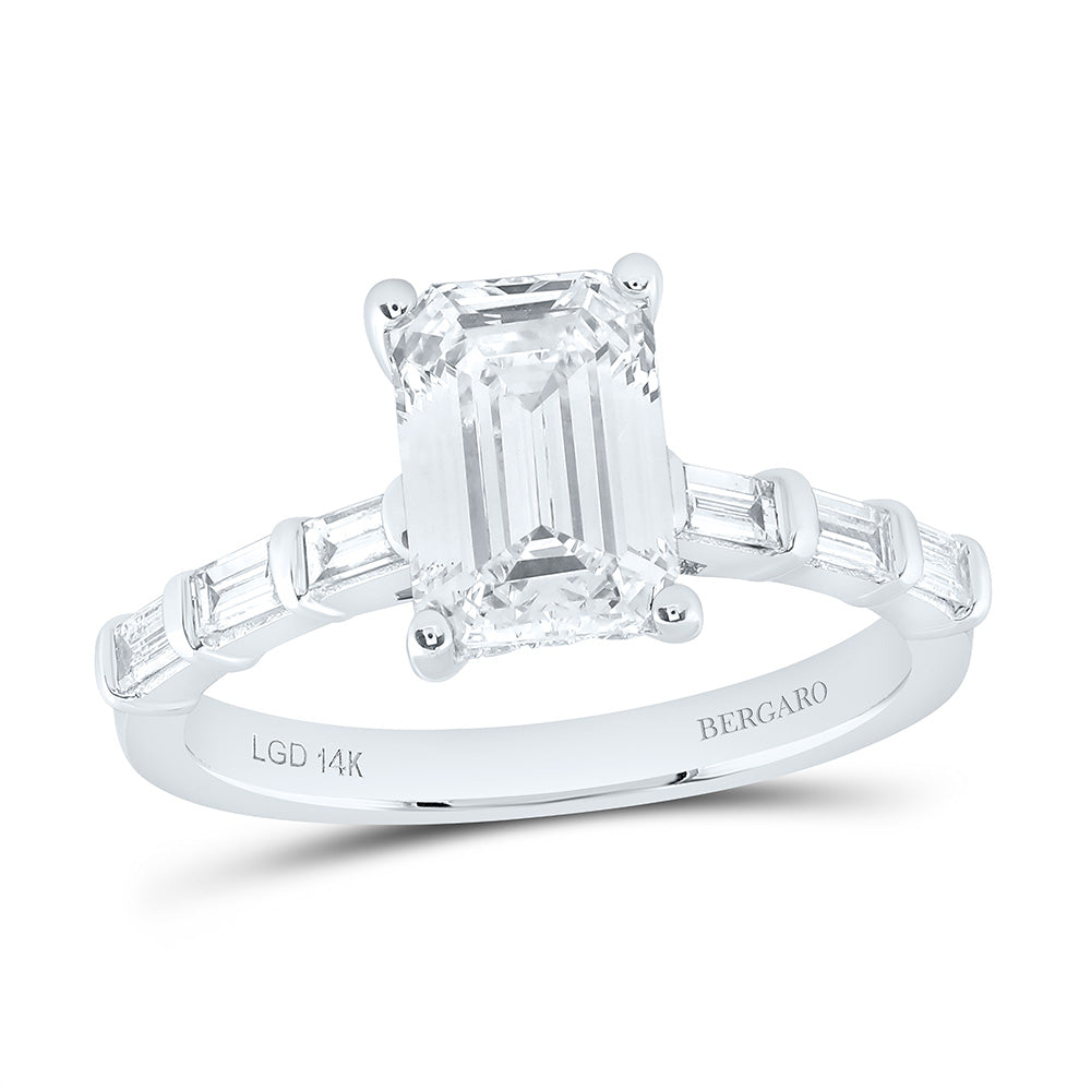 14K Yellow Or White Gold 2 1/2 Cttw Lab Grown Diamond 2 Cttw Center Emerald Engagement Ring