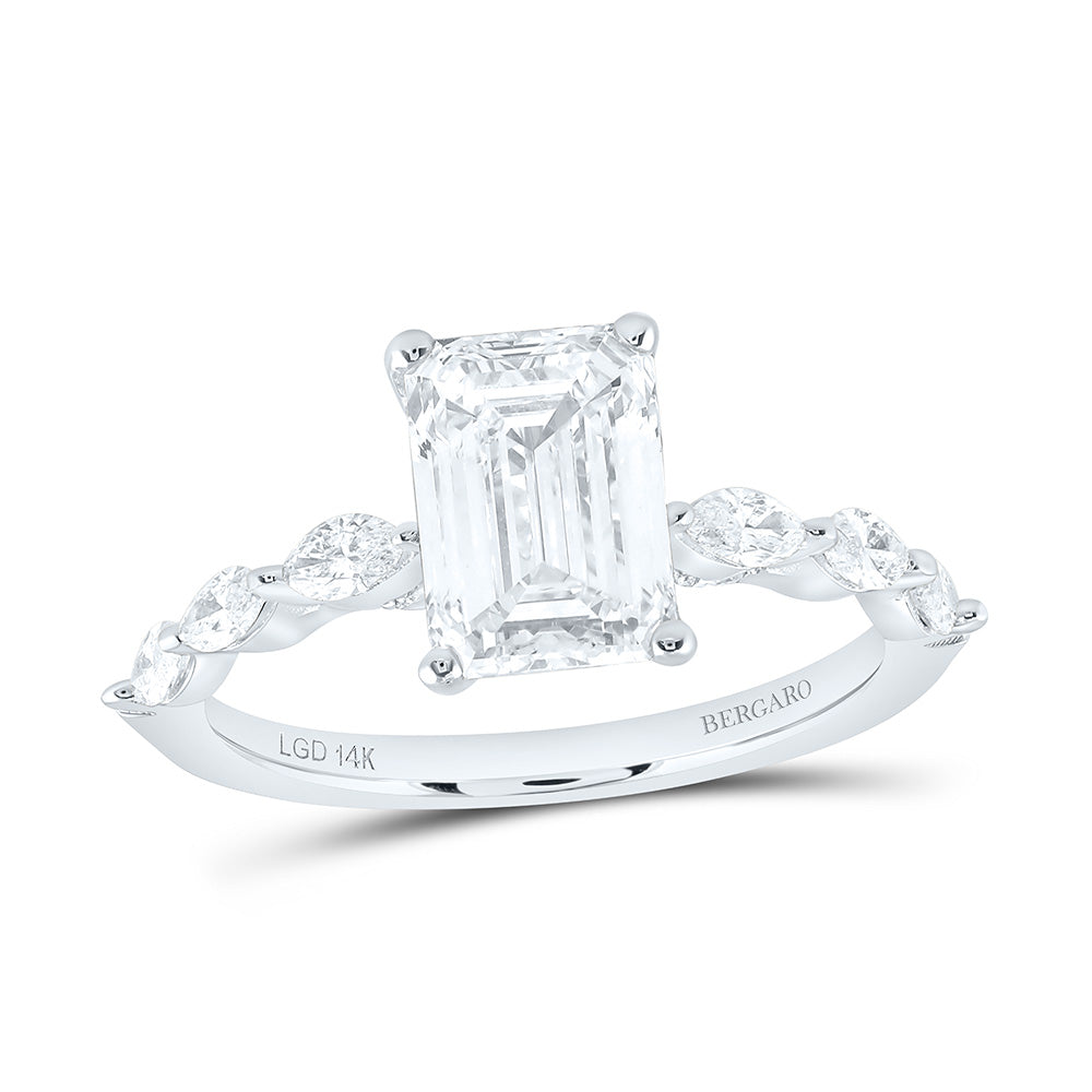 14K Yellow Or White Gold 2 1/2 Cttw Lab Grown Diamond 2 Cttw Center Emerald Engagement Ring