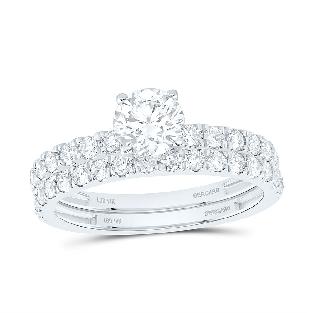 14K Yellow Or White Gold 1 1/2 Cttw Lab Grown Diamond 3/4 Cttw Center Round Bridal Set