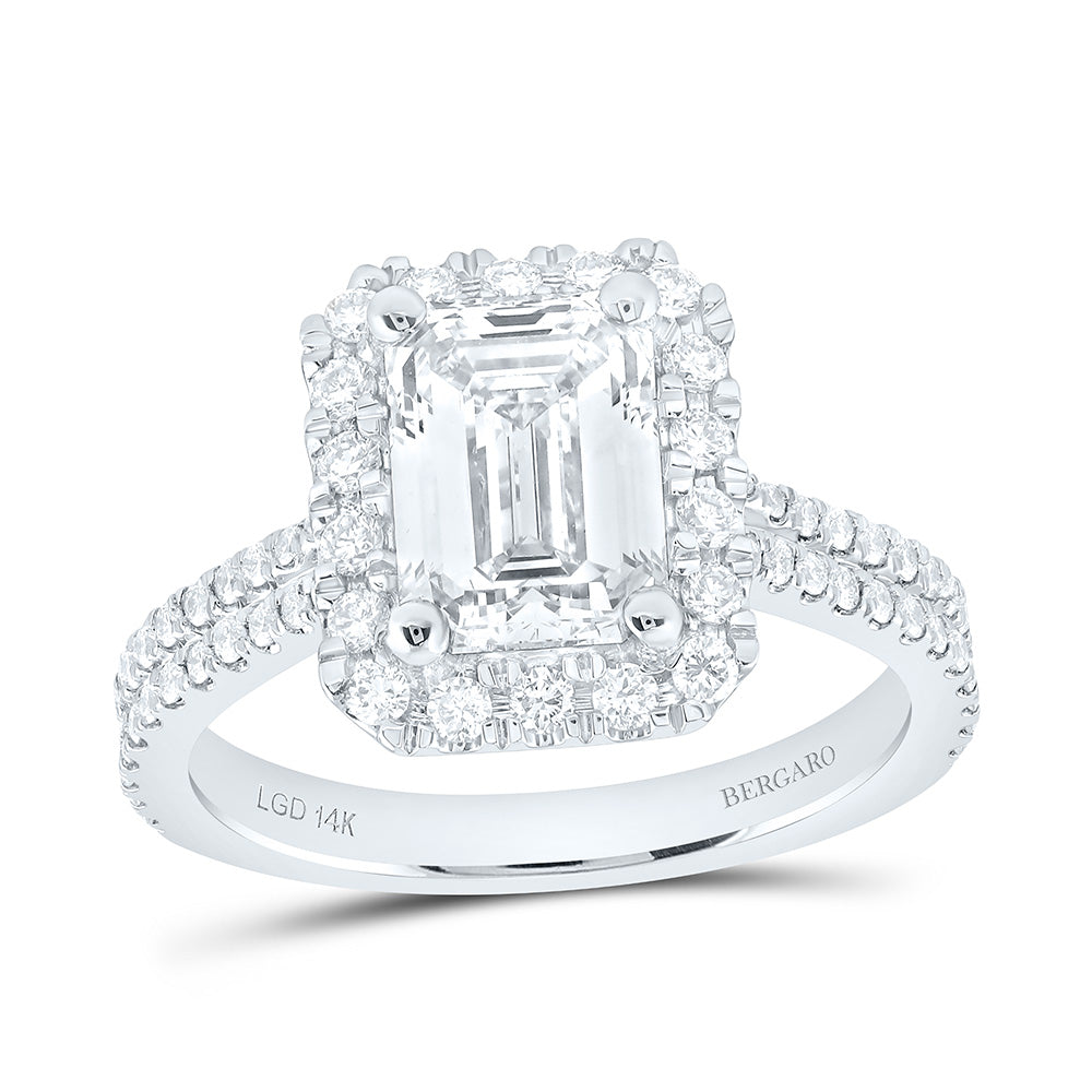 14K Yellow Or White Gold 2 5/8 Cttw Lab Grown Diamond 2 Cttw Center Emerald Engagement Ring