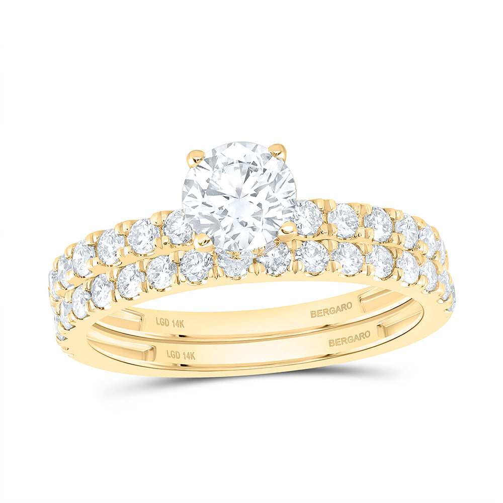 14K Yellow Or White Gold 1 1/2 Cttw Lab Grown Diamond 3/4 Cttw Center Round Bridal Set