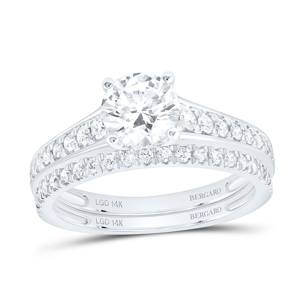 14K Yellow Or White Gold 1 1/2 Cttw Lab Grown Diamond 1 Cttw Center Round Bridal Set