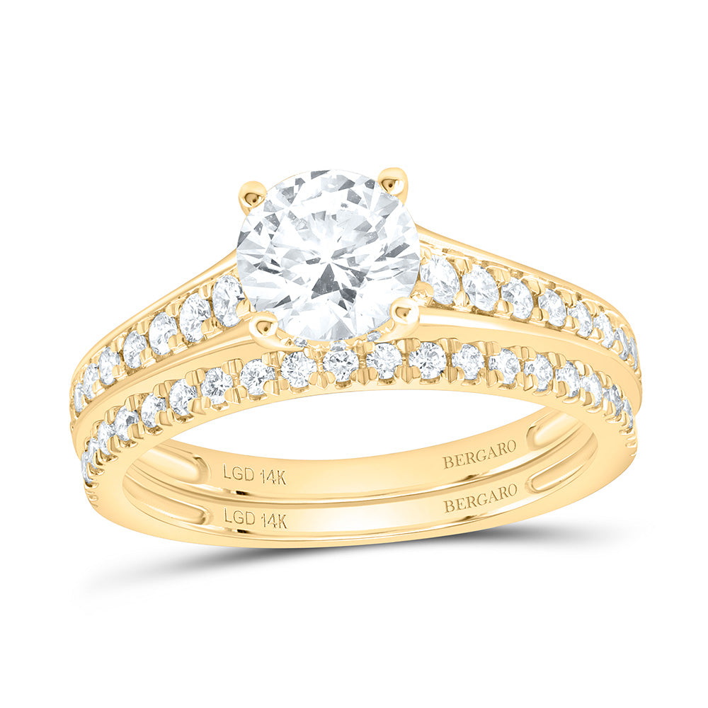 14K Yellow Or White Gold 1 1/2 Cttw Lab Grown Diamond 1 Cttw Center Round Bridal Set