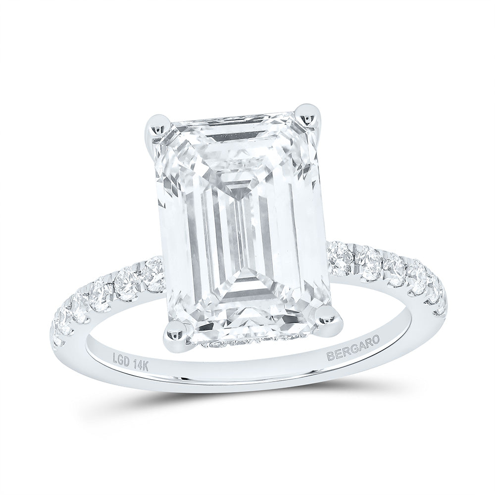 14K Yellow Or White Gold 5 1/2 Cttw Lab Grown Diamond 5 Cttw Center Emerald Engagement Ring