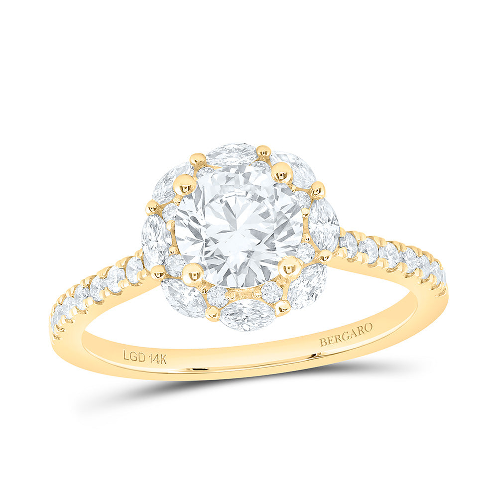 14K Yellow Or White Gold 1 1/2 Cttw Lab Grown Diamond 1 Cttw Center Round Engagement Ring