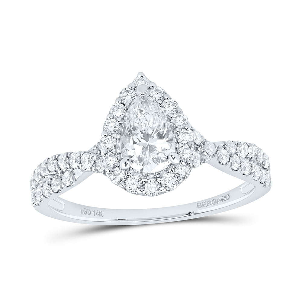 14K Yellow Or White Gold 1 Cttw Lab Grown Diamond 1/2 Cttw Center Pear Engagement Ring