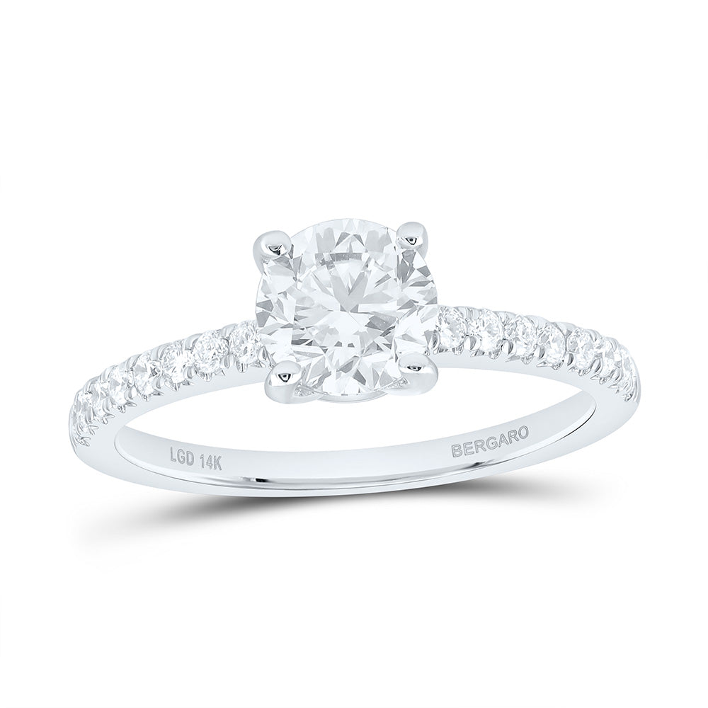 14K Yellow Or White Gold 1 1/3 Cttw Lab Grown Diamond 1 Cttw Center Round Engagement Ring