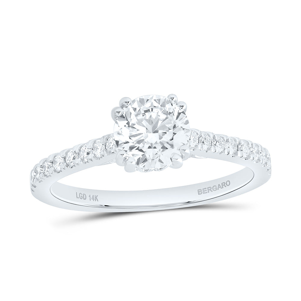 14K Yellow Or White Gold 1 1/3 Cttw Lab Grown Diamond 1 Cttw Center Round Engagement Ring