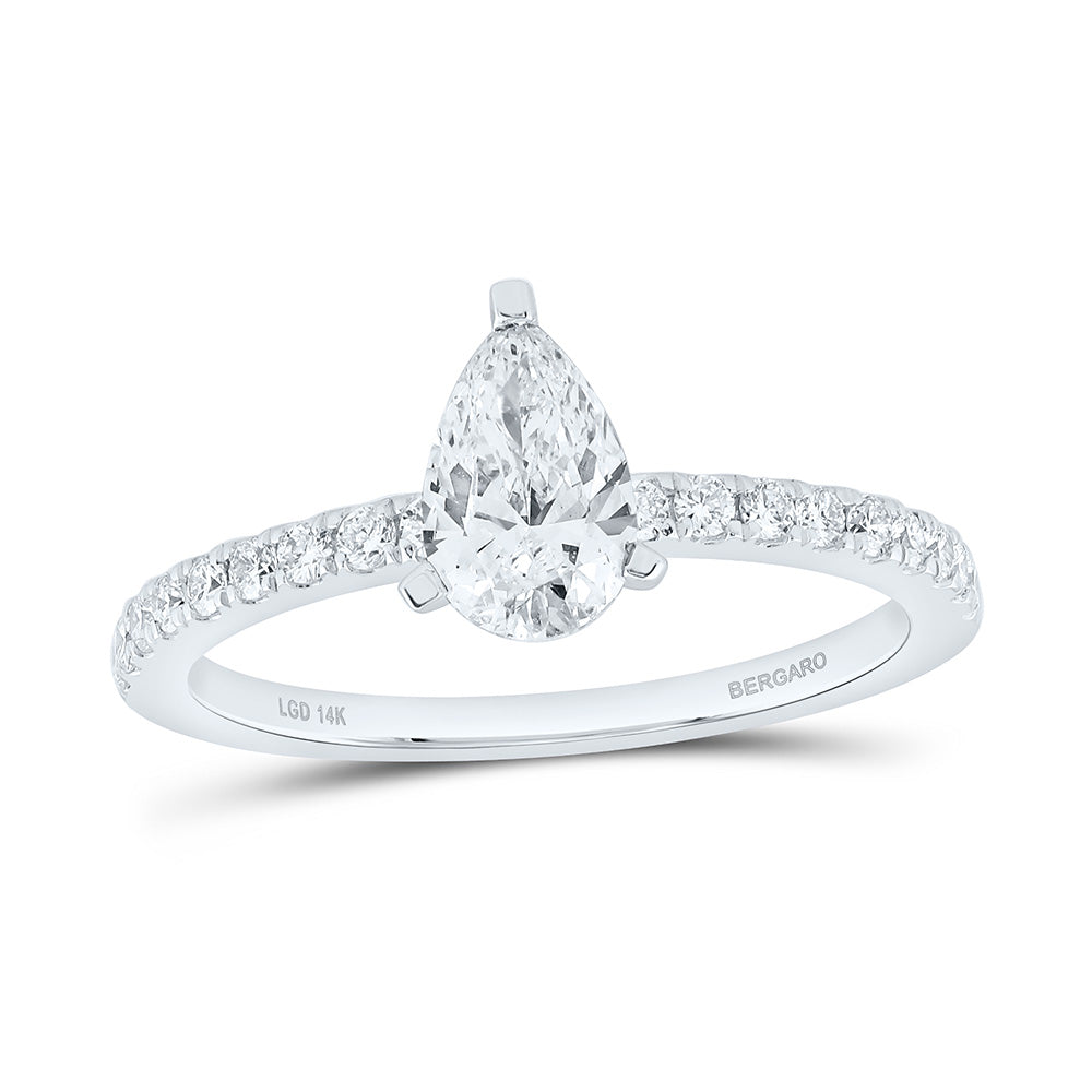 14K Yellow Or White Gold 1 Cttw Lab Grown Diamond 3/4 Cttw Center Pear Engagement Ring