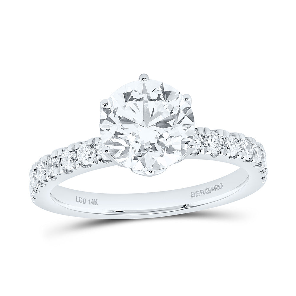 14K Yellow Or White Gold 2 1/2 Cttw Lab Grown Diamond 2 Cttw Center Round Engagement Ring