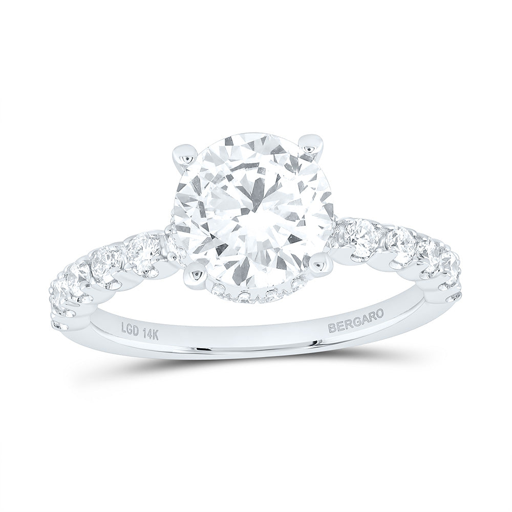 14K Yellow Or White Gold 2 1/2 Cttw Lab Grown Diamond 2 Cttw Center Round Engagement Ring