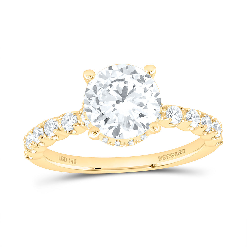 14K Yellow Or White Gold 2 1/2 Cttw Lab Grown Diamond 2 Cttw Center Round Engagement Ring