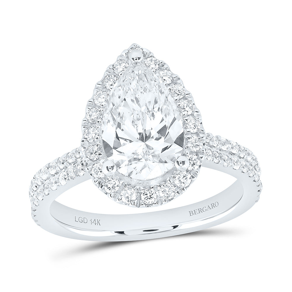 14K Yellow Or White Gold 2 3/4 Cttw Lab Grown Diamond 2 Cttw Center Pear Engagement Ring