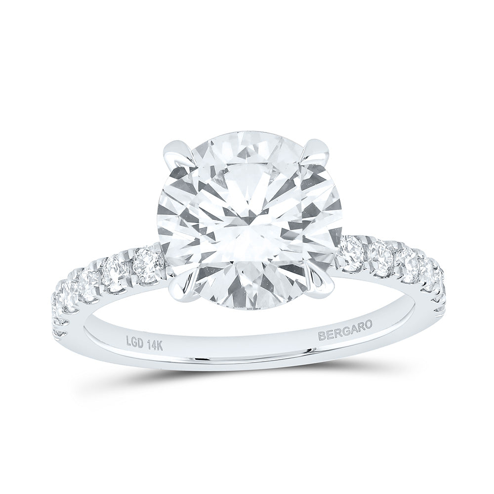 14K Yellow Or White Gold 3 1/2 Cttw Lab Grown Diamond 3 Cttw Center Round Engagement Ring