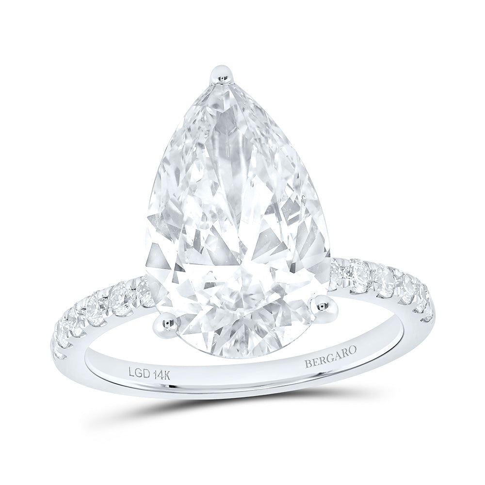 14K Yellow Or White Gold 5 1/2 Cttw Lab Grown Diamond 5 Cttw Center Pear Engagement Ring
