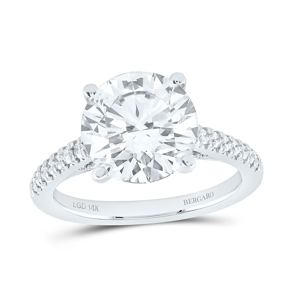 14K Yellow Or White Gold 4 1/3 Cttw Lab Grown Diamond 4 Cttw Center Round Engagement Ring