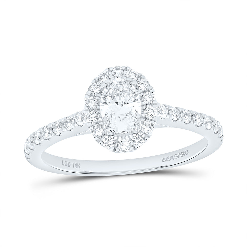 14K Yellow Or White Gold 1 Cttw Lab Grown Diamond 1/2 Cttw Center Oval Engagement Ring